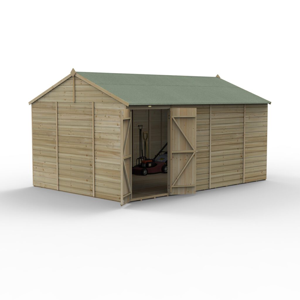 Beckwood 15×10 Reverse Apex Shed – No Windows – Double Door with Installation 5013053197943 2
